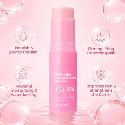 PDRN Pink Collagen Volume Multi Balm Collagen Hydrating Stick for Face, Neck, under Eyes, Lips, Lines Care Plumping&Firming Skin