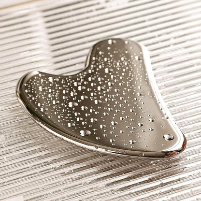 Stainless Steel Gua Sha Facial Tools Guasha for Face Metal Gua Sha Tighten Skin Massage Guasha Beauty Tool for Body Eyes Neck Massager with Travel Pouch Skin Care Gifts (Silver)