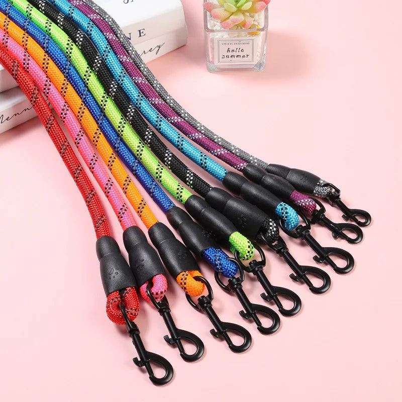 Comforting Pet Leashes 8Mm Reflective Threads Rope Webbing Non Tangle Dog Leash Bulk Small Large Dogs Black Walking Training