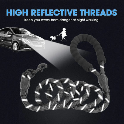 Comforting Pet Leashes 8Mm Reflective Threads Rope Webbing Non Tangle Dog Leash Bulk Small Large Dogs Black Walking Training
